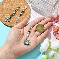 Mushroom/Sun/Starfish Alloy & Glass Pendant Decorations&nbsp;HJEW-YW00006