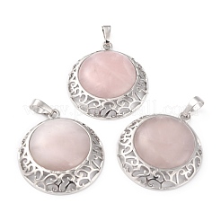 Mixed Gemstone Pendants with Hollow Platinum Brass Findings&nbsp;G-P448-A