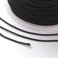 ナイロン編みコード  ビーズ細工、ジュエリー製作、マクラメ工芸用の中国結び紐  ブラック  1mm  100ヤード/ロール&nbsp;NWIR-K013-B05