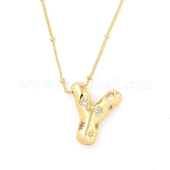 Brass Micro Pave Clear Cubic Zirconia Pendant Necklaces&nbsp;NJEW-Z038-01G-Y