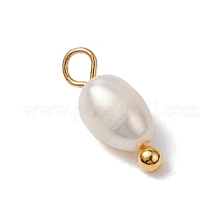 天然淡水真珠ポテトチャーム  真鍮のループを有します  ゴールドカラー  13x4.5mm  穴：2mm&nbsp;PALLOY-JF03202-01
