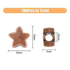 チベット風ヨーロピアンビーズ100個  スター  赤銅鉱  12x12x7mm&nbsp;FIND-DC0002-62