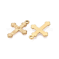 PVD真空メッキ201ステンレススチールペンダント  クロスチャーム  18KGP本金メッキ  25x18x2mm  穴：2mm&nbsp;STAS-C111-41G