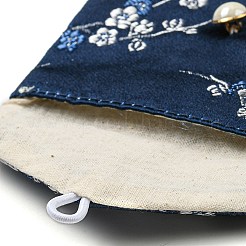 中国風の花柄布ジュエリー収納ポーチ  プラスチックボタンで  ブレスレット用の長方形のジュエリーギフトケース  イヤリング  リング  ランダム模様  ミッドナイトブルー  7.5x8.5x0.3~0.7cm&nbsp;AJEW-D065-01A-03