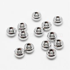 真鍮製スペーサービーズ  ロンデル  カドミウムフリー＆ニッケルフリー＆鉛フリー  プラチナメッキ  5x3mm  穴：2mm&nbsp;KK-P056-09P-NR