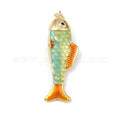 真鍮製エナメルペンダント  魚  丸カン付き  鉛フリー＆カドミウムフリー  長持ちメッキ  ラックめっき  18KGP本金メッキ  ミックスカラー  37x8x14mm  穴：3mm&nbsp;KK-L255-03G-B