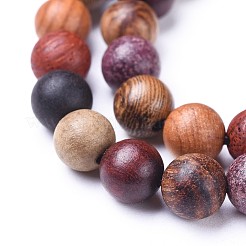 天然ウッドビーズ連売り  ラウンド  カラフル  6mm  穴：1mm  約64個/連  15.7インチ（40cm）&nbsp;X-WOOD-F008-07-B