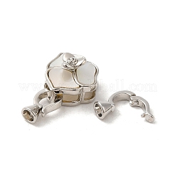 Brass Fold Over Clasps with Shell&nbsp;KK-M270-22P