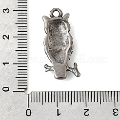 304ステンレスペンダント  フクロウのチャーム  ラインストーン付き  鏡面研磨仕上げ  アンティークシルバー  26.5x12.5x4.5mm  穴：2mm&nbsp;STAS-B128-37AS