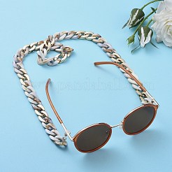 眼鏡チェーン  眼鏡用ネックストラップ  ccbプラスチック＆アクリルカーブチェーン付き  合金カニカンとラバーループエンド  ホワイトスモーク  27.91インチ（70.9cm）&nbsp;AJEW-EH00069-03