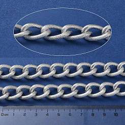 酸化アルミニウムテクスチャードカーブチェーン  ツイストチェーン  溶接されていない  スプールで  銀  19x13.5x6mm  約49.21フィート（15m）/ロール&nbsp;CHA-H001-13S
