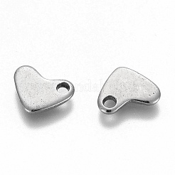 変色しにくい304ステンレススチールチャーム  レーザー切断  ハート  ステンレス鋼色  7.5x5.5x1mm  穴：1.2mm&nbsp;STAS-O131-01P