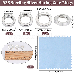 スターリングシルバースプリングゲートリング925個  両面スエード生地シルバー磨き布付き  銀  9ゲージ  12x3mm  穴：8mm&nbsp;STER-BBC0009-23