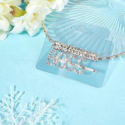 プラスチック製のヘアクリップディスプレイカード  ユーロスロットホールハングカード  長方形  透明  7x8.5cm&nbsp;CDIS-FG0001-03
