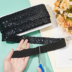 プラスチックスパンコールビーズ  スパンコールビーズ  装飾アクセサリー  5列パレットロール  フラット  ブラック  35x1mm  12m /板&nbsp;OCOR-WH0003-026C
