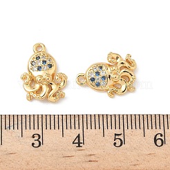 真鍮製マイクロパヴェキュービックジルコニアチャーム  ニッケルフリー  18KGP本金メッキ  タコ  16x11.5x3mm  穴：1.2mm&nbsp;X-KK-C099-01I-G