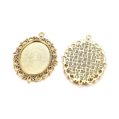 Tibetan Style Oval Pendant Cabochon Settings&nbsp;TIBE-473-AG-RS