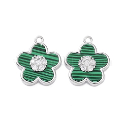 真鍮製マイクロパヴェキュービックジルコニアペンダント  シェルと  花  プラチナメッキ  17.5x15x4mm  穴：1.6mm&nbsp;KK-A168-06P