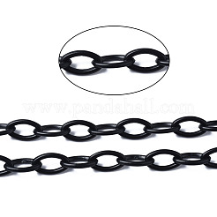 手作りの不透明アクリルアズキチェーン  オーバル  ブラック  13x8x2mm&nbsp;KY-N014-001A