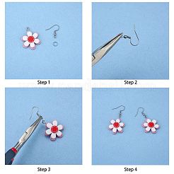 DIY3Dフラワーダングルピアス作成キット  樹脂ペンダント入り  316サージカルステンレススチールイヤリングフック  ミックスカラー  82個/箱&nbsp;DIY-SZ0008-56