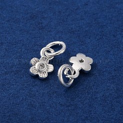 真鍮製マイクロパヴェキュービックジルコニアチャーム  長持ちメッキ  花  銀  6x4x1mm  穴：2.3mm&nbsp;KK-C071-10S
