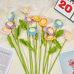 12 個 4 色かぎ針編みコットンフラワーオーナメント、鉄線付き  造花  結婚式の家の装飾用  ミックスカラー  305~315x74x26mm  3個/カラー&nbsp;AJEW-FG0002-93
