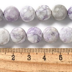 天然紫ターコイズビーズ連売り  ラウンド  10mm  穴：1mm  約38個/連  15.16インチ（38.5cm）&nbsp;G-L595-C04-03