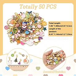 50Pcs Alloy Enamel Pendant Decorations&nbsp;HJEW-YW00386