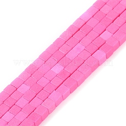 天然石瑪瑙ビーズ連売り  染め  キューブ  濃いピンク  2x2x2mm  穴：1mm  約150個/連  15.08インチ（38.3cm）&nbsp;G-M422-A01-04F
