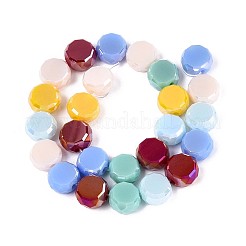 電気メッキガラスビーズセット  フラットラウンド  多面カット  カラフル  7.5~8x4~5mm  穴：1~1.4mm  約25~27個/連  7.28~7.48インチ（18.5~19cm）&nbsp;EGLA-N022-03A-A10