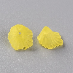 つや消しアクリルビーズキャップ  花  きいろ  12x12x9mm  穴：1.2mm  約1700個/500g&nbsp;MACR-S371-10A-717