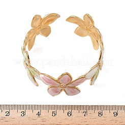女性用304ステンレススチールカフバングル  花  エナメル  カラフル  内径：2インチ（5.05cm）&nbsp;BJEW-F525-04E-G