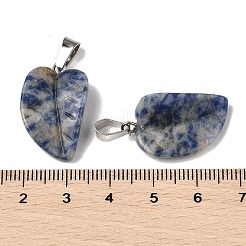 天然＆合成混合原石のペンダント  201ステンレススチール製金具付き  葉  25.5~26x15x7mm  穴：4x8mm&nbsp;G-B127-01P