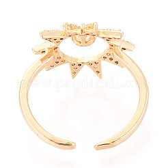Sun Shape Brass Micro Pave Clear Cubic Zirconia Cup Peg Ring Settings&nbsp;KK-T076-16G