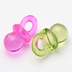 透明なアクリルパーツ  おしゃぶり  ミックスカラー  20x10x10mm  穴：5mm  約670個/500g&nbsp;TACR-R16-M