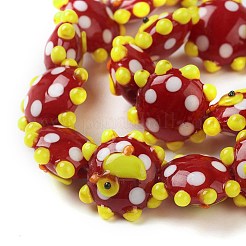 手作りランプワークビーズ  花  アヒル  バンピー  レッド  21x19x10mm  穴：2mm&nbsp;X1-LAMP-J092-01E