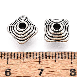 チベット風合金ビーズ  菱形  アンティークシルバー  10x10x6mm  穴：1.6mm&nbsp;TIBE-N013-07AS