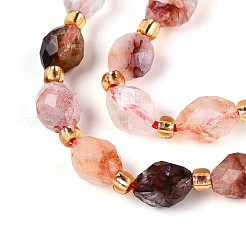 Natural Hematoid Quartz/Ferruginous Quartz Beads Strands&nbsp;G-N342-53-8x6-13