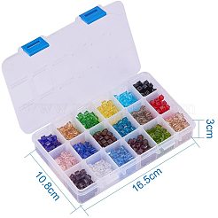 ガラスビーズ  多面カット  キューブ  ミックスカラー  6x6x6mm  穴：1mm  約50PCS /カラー  900個/箱&nbsp;GLAA-PH0007-10