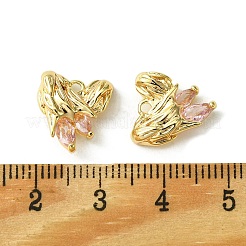 Brass Heart Charms&nbsp;KK-D092-02G-01