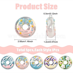 5 個 5 スタイル不透明なアクリル ビーズ  ドーナツ  ミックスカラー  29.5x12mm  穴：3mm  1pc /カラー&nbsp;MACR-YW0004-50