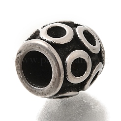 304ステンレススチールヨーロピアンビーズ  大穴ビーズ  バレル  アンティークシルバー  10.5x10.5mm  穴：5mm&nbsp;STAS-G350-17AS