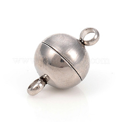 Tarnish Resistant 201 Stainless Steel Magnetic Clasps with Loops&nbsp;STAS-L244-10B-P