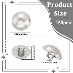 150穴メッキアクリルシャンクボタン1個  半円/ドームボタン  プラチナ  18x11.5mm  穴：3.5mm&nbsp;BUTT-CY0001-01P