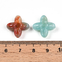 透明なアクリルビーズ  四つ葉  淡いターコイズ  16.8x17x5.8mm  穴：1.8mm  約28個/20g&nbsp;X1-TACR-T028-35I