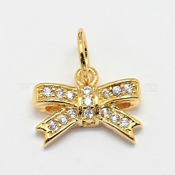 CZ Brass Micro Pave Cubic Zirconia Bowknot Bow Charms&nbsp;ZIRC-L018-14