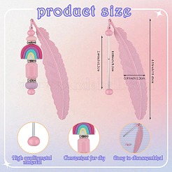 11Pcs 11 Colors Spray Printed Alloy Feather Pendant Bookmarks&nbsp;AJEW-SZ0002-64
