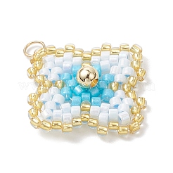 Handmade Glass Seed Beaded Quatrefoil Pattern Pendants&nbsp;PALLOY-MZ00965-01