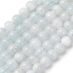 天然石アクアマリンビーズ連売り  グレードAB  ラウンド  8mm  穴：1mm  約46個/連  14.96''（38センチメートル）&nbsp;G-R446-8mm-04-02