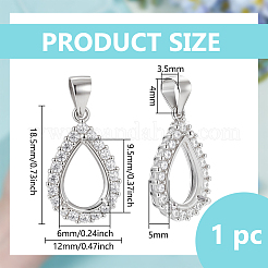 1Pc 925 Sterling Silver Micro Pave Clear Cubic Zirconia Pendant Cabochon Settings&nbsp;STER-BC0003-58